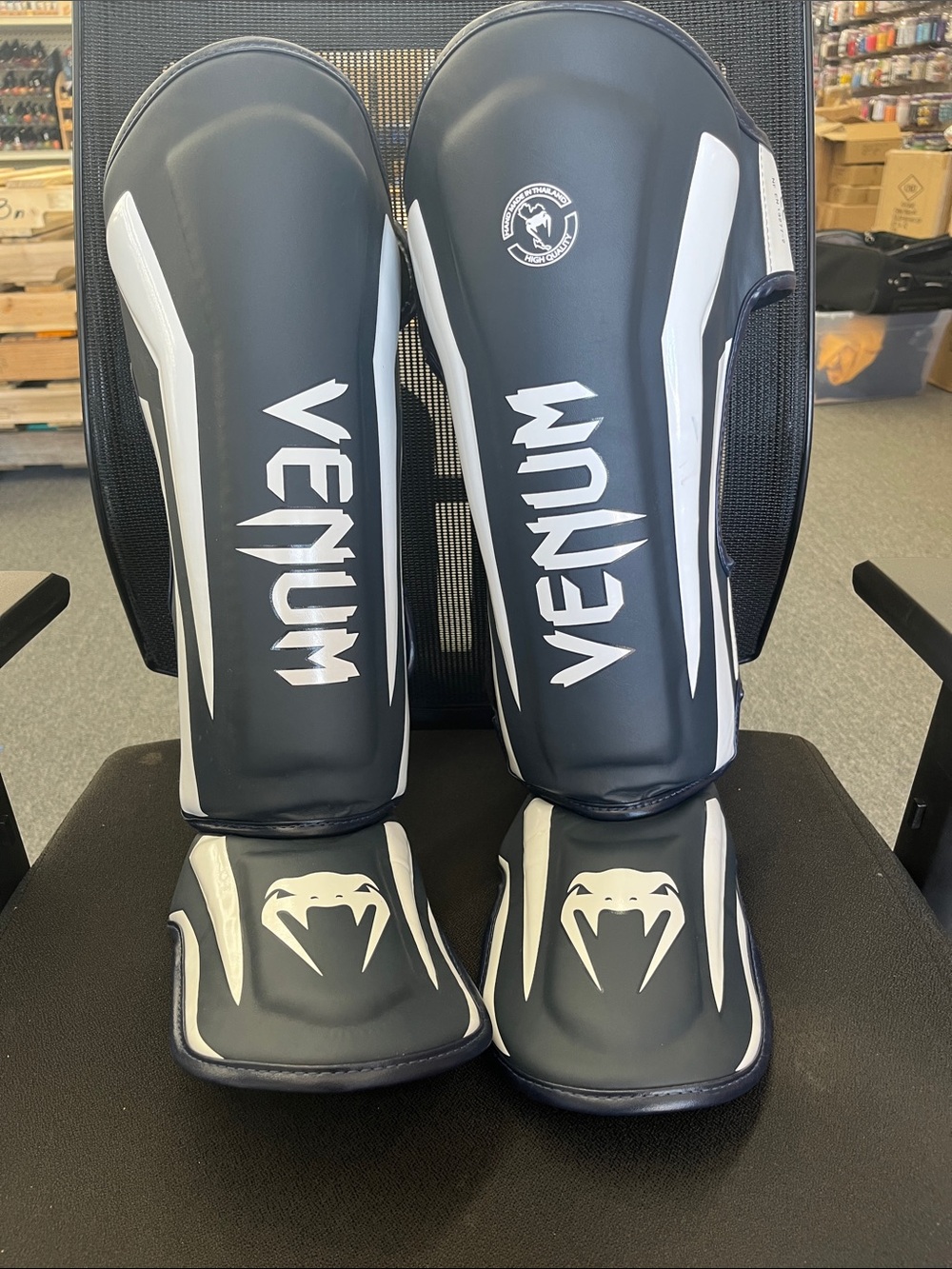 Venum Black/White Shin Guards for Men